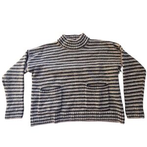 Madewell Multicolor Striped Pullover Mock Neck Merino Wool Pocketed Sweater Sz S